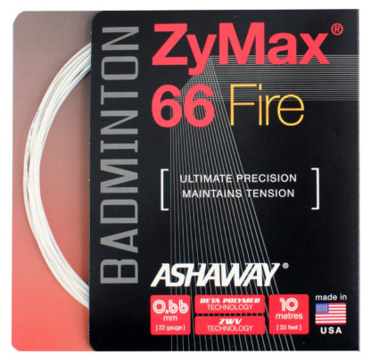 Single set of Ashaway ZyMax 66 Fire in white.