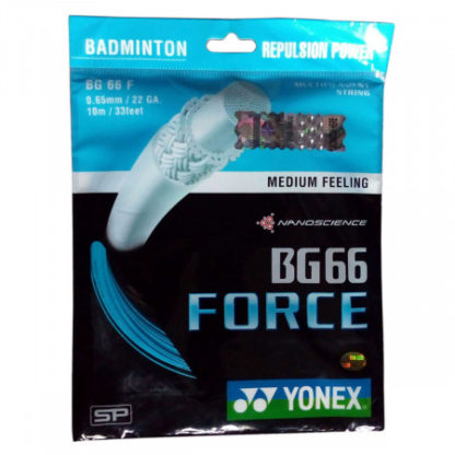 Single set of Yonex BG66 Force in turqouise/cyan
