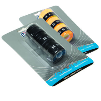Pack of 3 single overgrips from RSL in black or orange.