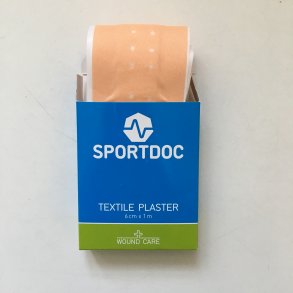 Blue and green box of bandaids from Sportdoc