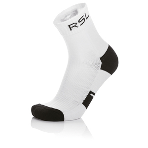 Sock with black details and RSL in black writing on top.