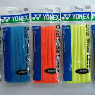 Yonex sholaces in different lenghts (130 an 150 cm) in various colours (Black, light blue, orange, yellow and dark red)