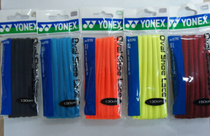 Yonex sholaces in different lenghts (130 an 150 cm) in various colours (Black, light blue, orange, yellow and dark red)