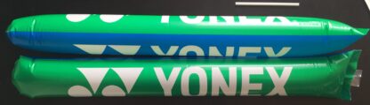 Green and blue thundersticks from Yonex with white Yonex writing on them.
