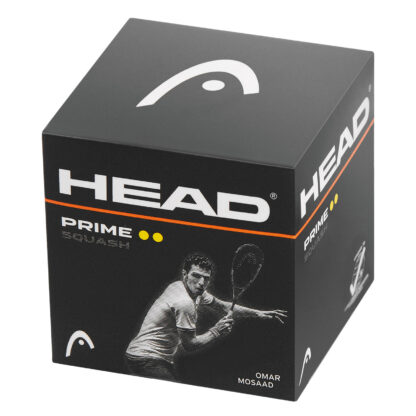 Single box of HEAD Prime squash ball. Black Box with HEAD in white writing and white HEAD logo on top.