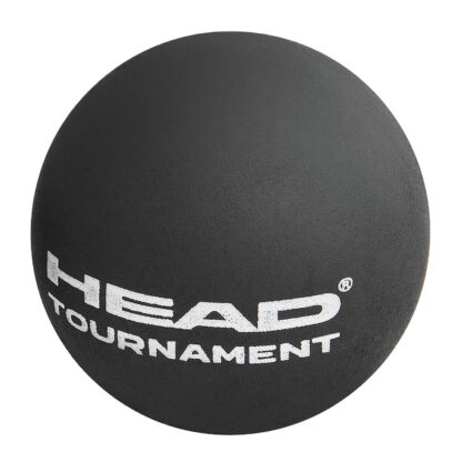 Squash ball with HEAD Tournament in white writing.