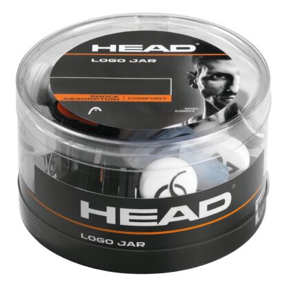Jar of HEAD logo dampeners.