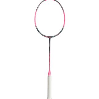 Badminton-ketcher. Flot design i lyserød og grå farver. Hvidt håndtag.