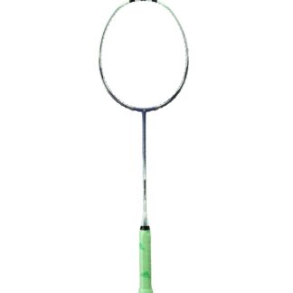 Badminton-ketcher. Lysegrøn med grå stafferinger. Grønt håndtag.