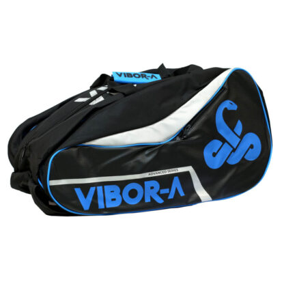 Bag for Padel. Black with blue "Vibor-A" and logo