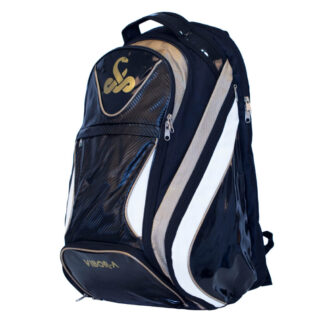 Backpack for Padel. Black with to wide stribe in silver and white