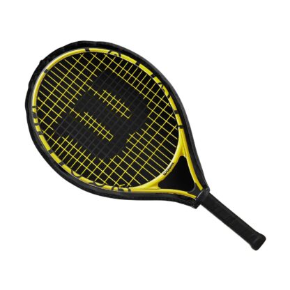 Junior tennis racquet (23") with Minions icons - inside racquet sleve (transparent on one side - so that racquet is visible)