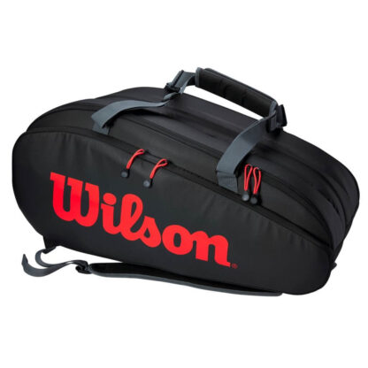 Tennisbag in black and with orange "Wilson" - same colors as the Clash tennis racquet.
