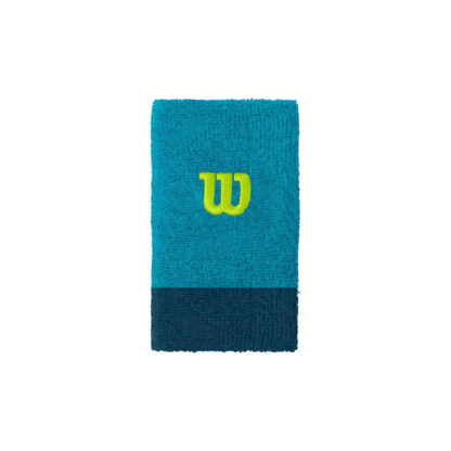 Wide wristband, 2 colors (light and dark blue) and "W" for Wilson