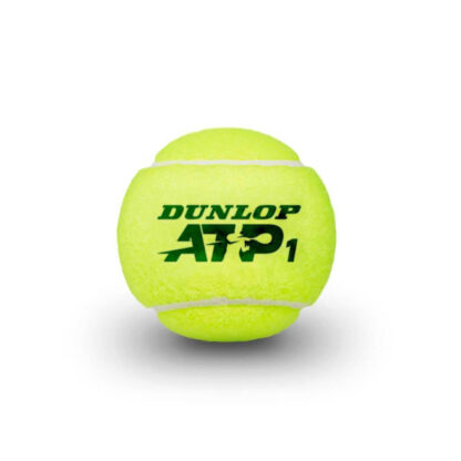 Single tennis ball with Dunlop ATP 1 in black writing.