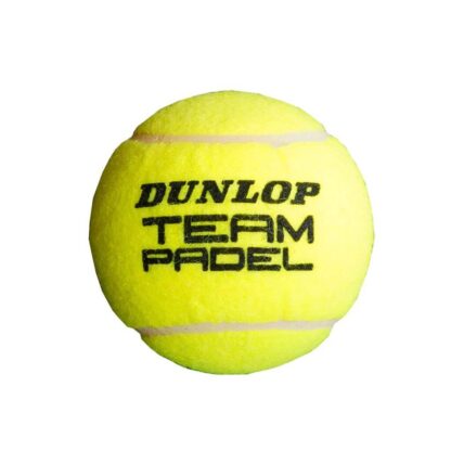 Single padelball with Dunlop Team Padel in black writing.