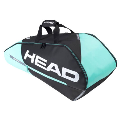 Tennisbag in black and mint with HEAD in white 6racquet bag