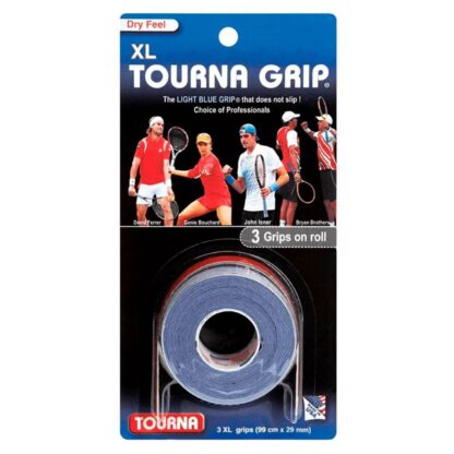 Pack with 3 Tourna XL grips in light blue colour