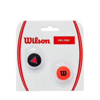 Pack of two dampeners, one black with an orange triangle Clash logo, one orange with black Wilson logo. Made for the Wilson Clash racquet.