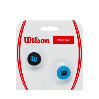 Pack of two dampeners, one black with blue Wilson logo, one blue with black Wilson logo. Made for the Wilson Ultra racquet.