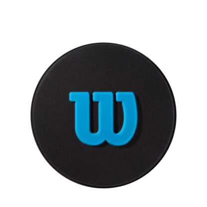 Dampener for tennis in black with blue Wilson logo. Made for the Wilson Ultra racquet.