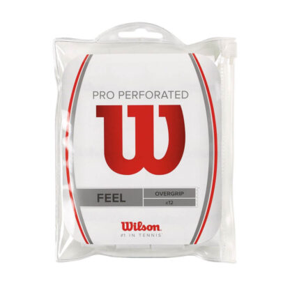 A pack of 12 Pro Perforated overgrips from Wilson in white.