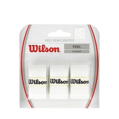 A pack of 3 Pro Perforated overgrips from Wilson. Grips in white colour.