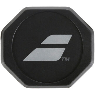 Black butt cap with silver Babolat logo. Babolat butt cap 1 piece for tennis racquets.