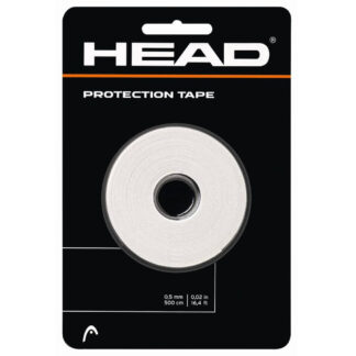 A pack of protection tape in white with HEAD in black writing on it. HEAD Protection Tape for protecting the paint and bumpers on tennis racquets.