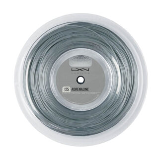 200m reel of Luxilon Adrenaline 125 string in Platinum colour.