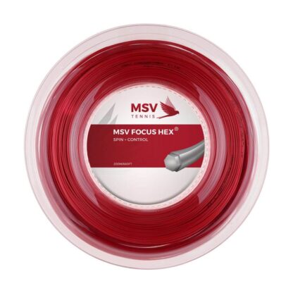 200m reel of MSV Focus Hex string in red colour.