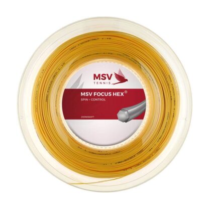200m reel of MSV Focus Hex string in yellow colour.