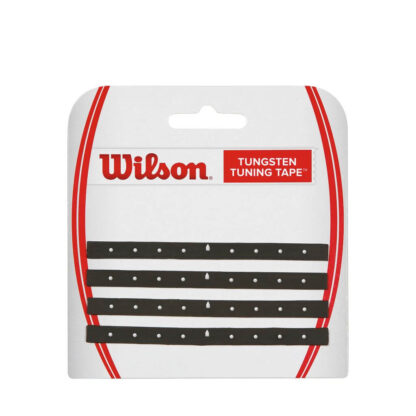 A pack of four strips of tungsten tape in black from Wilson. Wilson Tungsten Tuning Tape for racquet tuning.