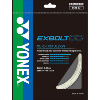 Single set of Yonex Exbolt 63 in white.