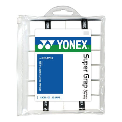 A pack of 12 Super Grap overgrips from Yonex in white.