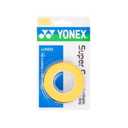 Pack with 3 Yonex Super Grap grips in yellow colour.