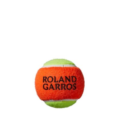 Orange tennis ball from Wilson with Roland Garros in black writing.