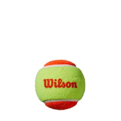 Orange tennis ball from Wilson with Wilson in orange writing.