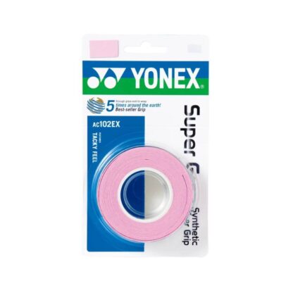 Pack with 3 Yonex Super Grap grips in french pink colour.