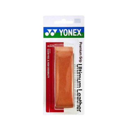 Pack of single Yonex Leather Replacement grip in brown.