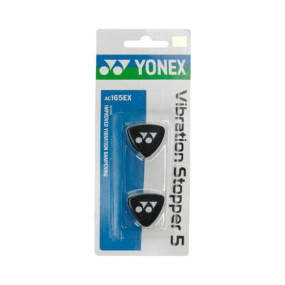 Pack of two triangular dampers from Yonex in black with white Yonex logo.