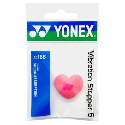 Pack of one star heart damper from Yonex in pink/rose with pink Yonex logo.