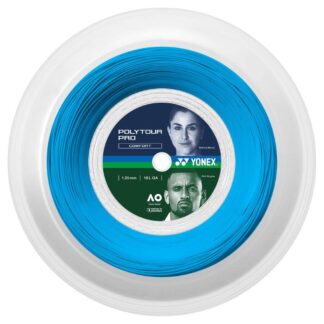 200m reel of Yonex Polytour Pro 125 string in blue colour.