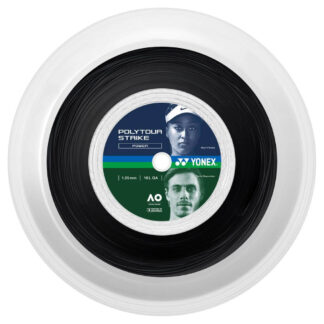 200m reel of Yonex Polytour Strike 125 string in Cool Black colour.