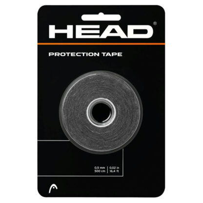 A pack of protection tape in Black with HEAD in white writing on it. HEAD Protection Tape for protecting the paint and bumpers on tennis racquets.