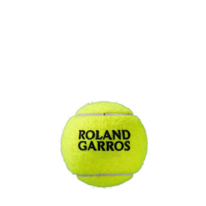 Wilson tennis ball with Roland Garros in black writing on the ball. Wilson Roland Garros Clay tennis ball.