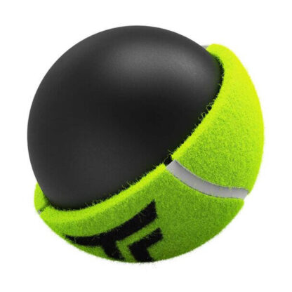 Tecnifibre tennis ball where the core is visible to show of the Tecnifibre X D-Core technology.