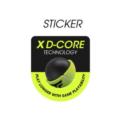 Tecnifibre sticker showing of their X D-Core technology. Play longer with same playability.