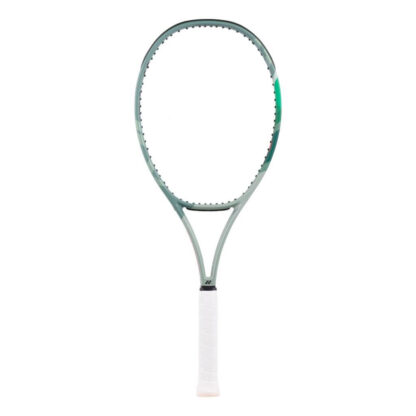 Olive green tennis racquet from Yonex. With details in different shades of green. White grip. Yonex Percept 100L Olive Green.