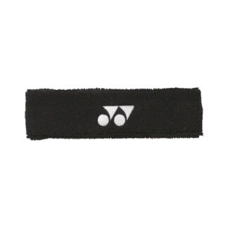 Black headband with embroidered white Yonex logo.